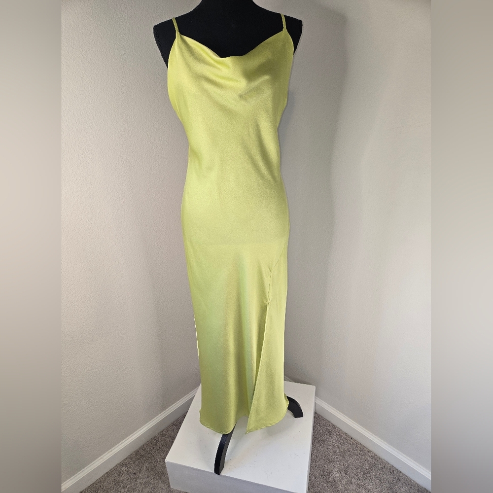 Chic Lemon Satin Maxi Dress